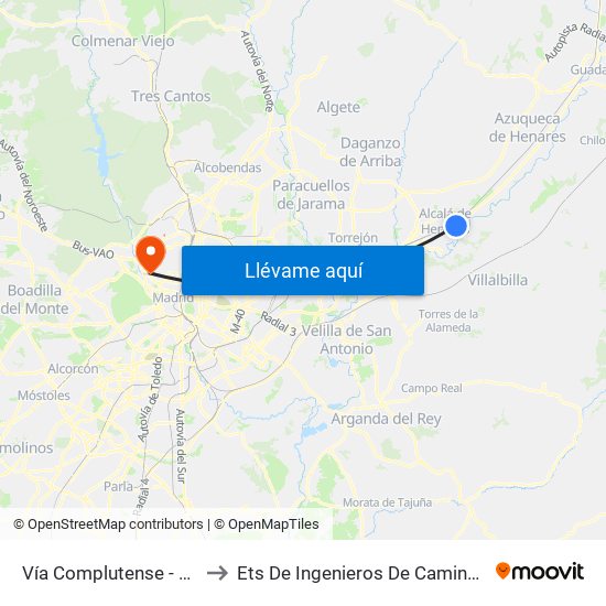Vía Complutense - Barrio Ledesma to Ets De Ingenieros De Caminos, Canales Y Puertos map