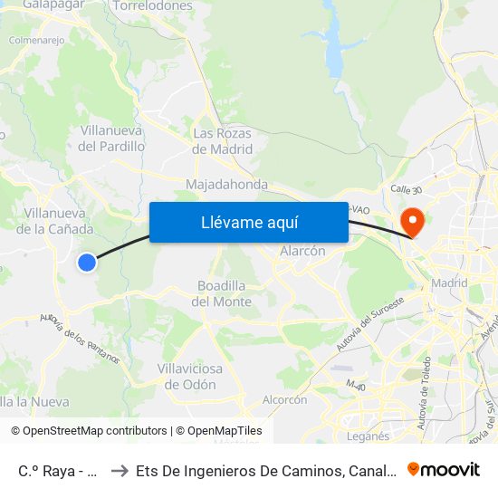 C.º Raya - Dalias to Ets De Ingenieros De Caminos, Canales Y Puertos map