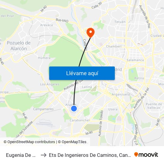 Eugenia De Montijo to Ets De Ingenieros De Caminos, Canales Y Puertos map