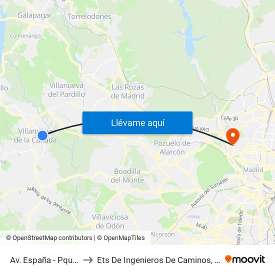 Av. España - Pque. Acuático to Ets De Ingenieros De Caminos, Canales Y Puertos map