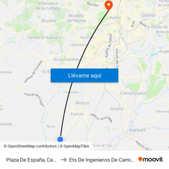 Plaza De España, Cabañas De La Sagra to Ets De Ingenieros De Caminos, Canales Y Puertos map