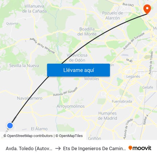 Avda. Toledo (Autovía A-5), Urb. Fado to Ets De Ingenieros De Caminos, Canales Y Puertos map