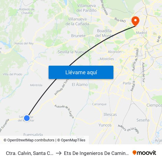 Ctra. Calvin, Santa Cruz Del Retamar to Ets De Ingenieros De Caminos, Canales Y Puertos map