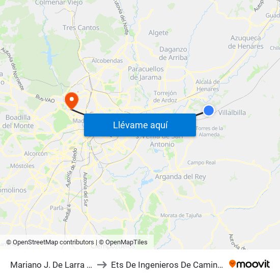 Mariano J. De Larra - Supermercado to Ets De Ingenieros De Caminos, Canales Y Puertos map