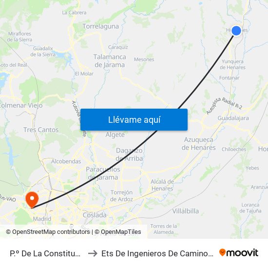 P.º De La Constitución, Humanes to Ets De Ingenieros De Caminos, Canales Y Puertos map