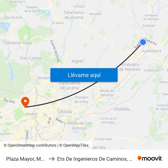 Plaza Mayor, Marchamalo to Ets De Ingenieros De Caminos, Canales Y Puertos map