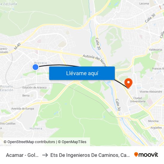 Acamar - Golondrina to Ets De Ingenieros De Caminos, Canales Y Puertos map