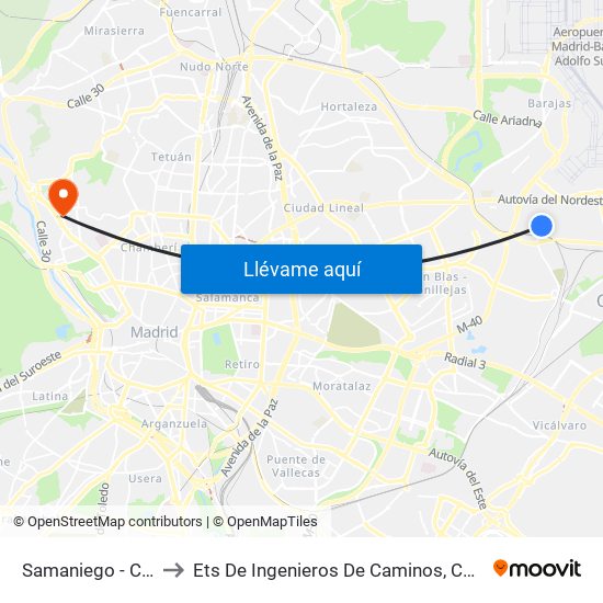 Samaniego - Campezo to Ets De Ingenieros De Caminos, Canales Y Puertos map
