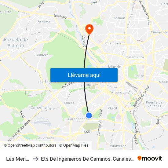 Las Meninas to Ets De Ingenieros De Caminos, Canales Y Puertos map