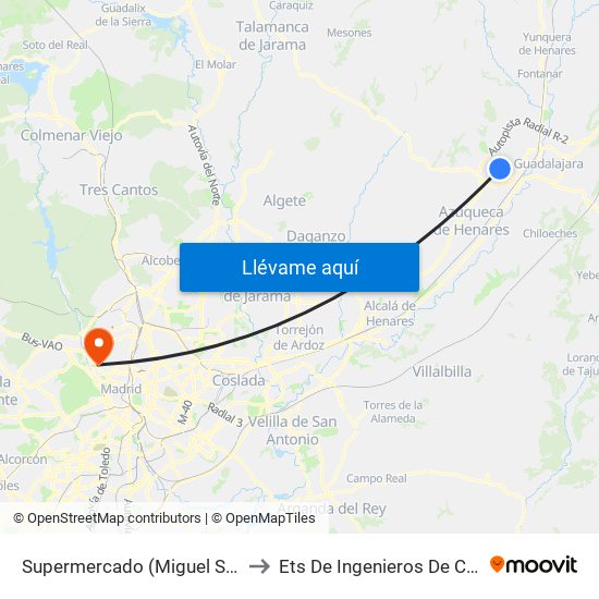 Supermercado (Miguel Servet), Cabanillas Del Campo to Ets De Ingenieros De Caminos, Canales Y Puertos map