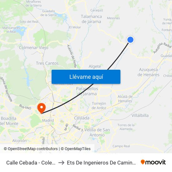 Calle Cebada - Colegio, Galápagos to Ets De Ingenieros De Caminos, Canales Y Puertos map