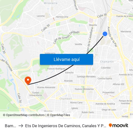 Bambú to Ets De Ingenieros De Caminos, Canales Y Puertos map