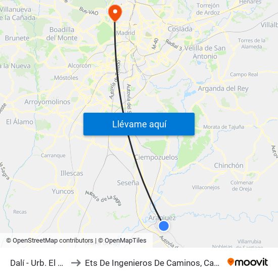 Dalí - Urb. El Mirador to Ets De Ingenieros De Caminos, Canales Y Puertos map