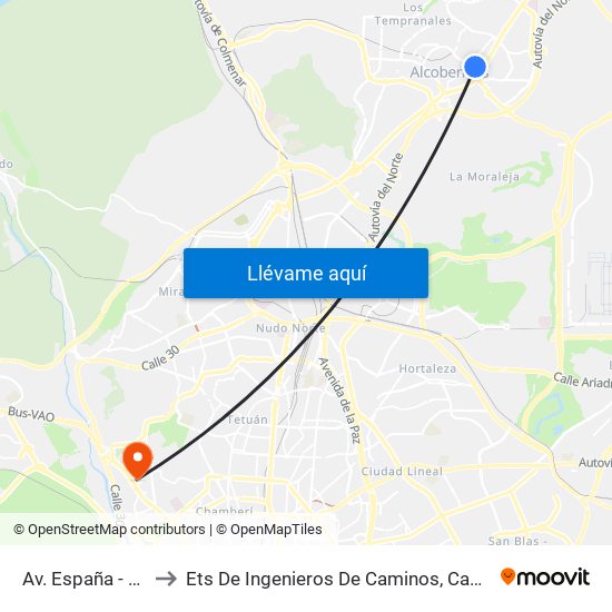 Av. España - Viveros to Ets De Ingenieros De Caminos, Canales Y Puertos map