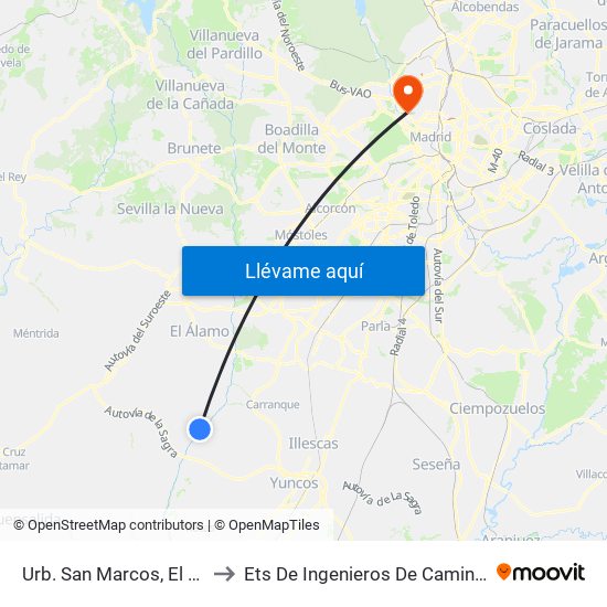 Urb. San Marcos, El Viso De San Juan to Ets De Ingenieros De Caminos, Canales Y Puertos map