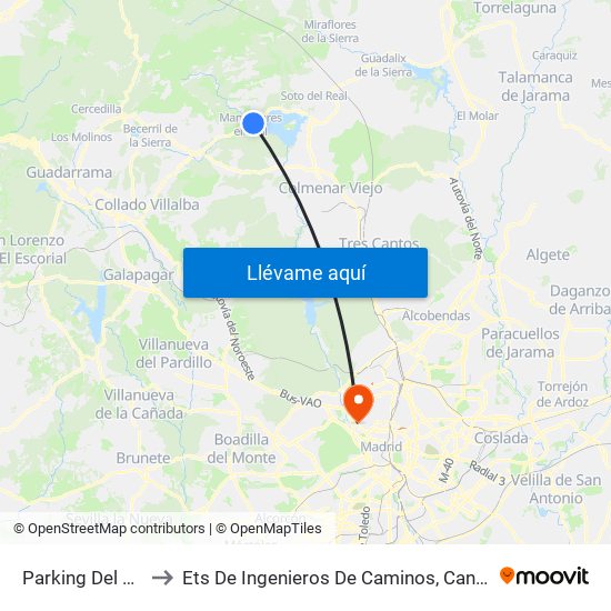 Parking Del Castillo to Ets De Ingenieros De Caminos, Canales Y Puertos map