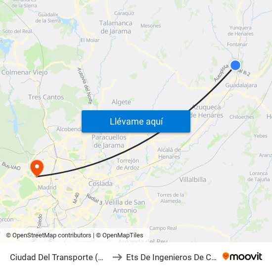 Ciudad Del Transporte (Gxo), Polígonos Marchamalo to Ets De Ingenieros De Caminos, Canales Y Puertos map