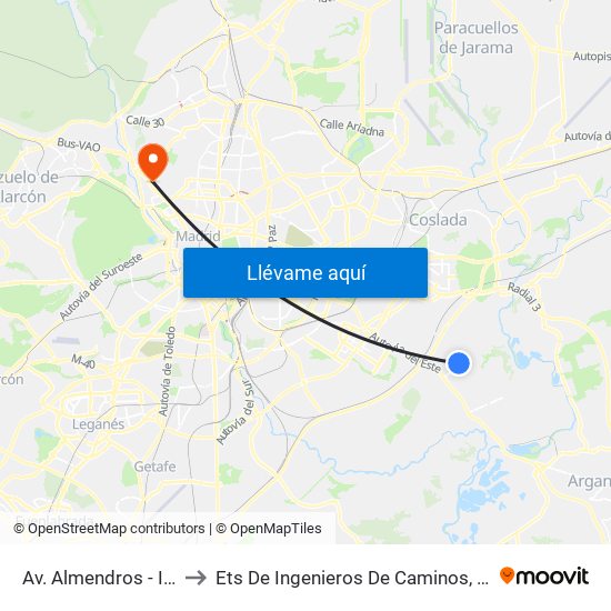 Av. Almendros - Integración to Ets De Ingenieros De Caminos, Canales Y Puertos map