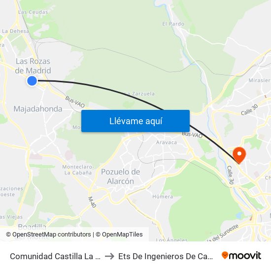 Comunidad Castilla La Mancha - Burgocentro to Ets De Ingenieros De Caminos, Canales Y Puertos map