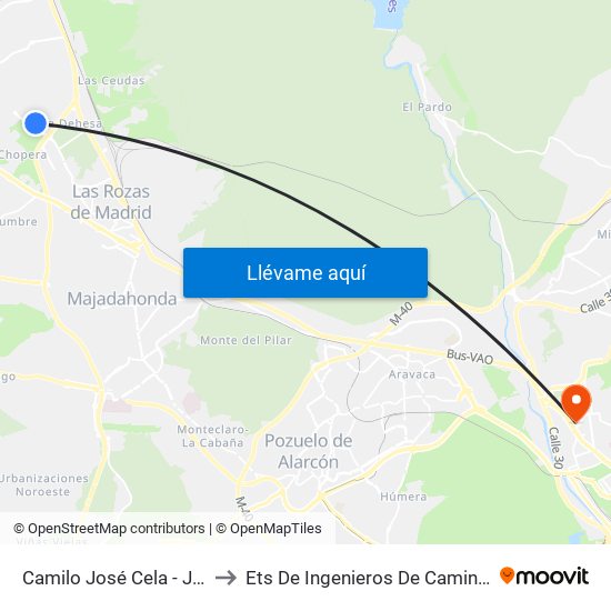 Camilo José Cela - J. Ramón Jiménez to Ets De Ingenieros De Caminos, Canales Y Puertos map