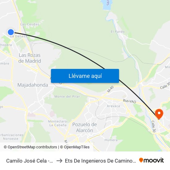 Camilo José Cela - Severo Ochoa to Ets De Ingenieros De Caminos, Canales Y Puertos map