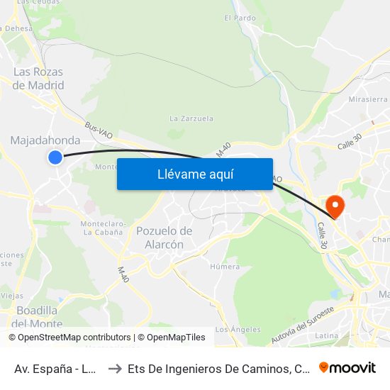 Av. España - Los Olmos to Ets De Ingenieros De Caminos, Canales Y Puertos map