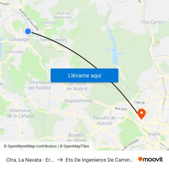 Ctra. La Navata - Ermita La Navata to Ets De Ingenieros De Caminos, Canales Y Puertos map