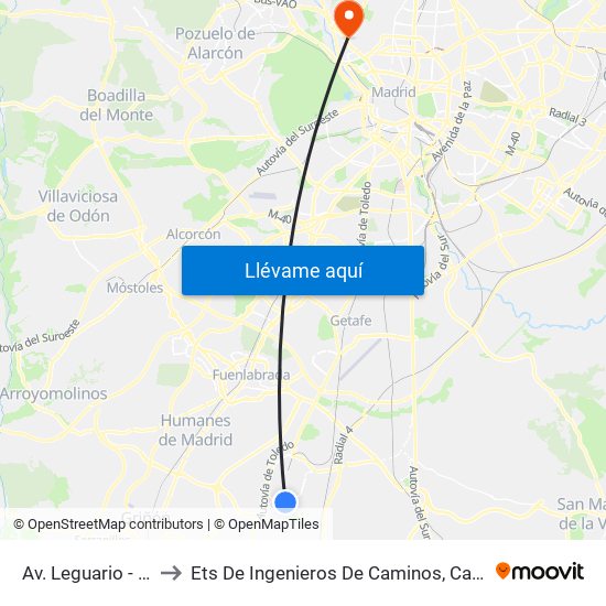 Av. Leguario - Colegio to Ets De Ingenieros De Caminos, Canales Y Puertos map