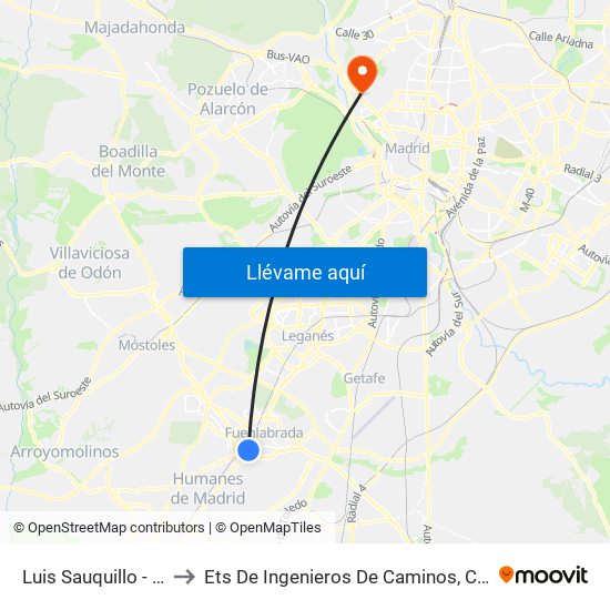 Luis Sauquillo - El Arroyo to Ets De Ingenieros De Caminos, Canales Y Puertos map