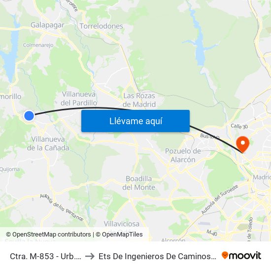 Ctra. M-853 - Urb. Jarabeltrán to Ets De Ingenieros De Caminos, Canales Y Puertos map
