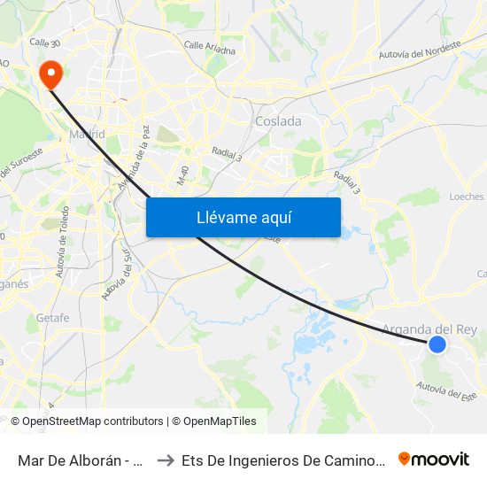 Mar De Alborán - Conservatorio to Ets De Ingenieros De Caminos, Canales Y Puertos map