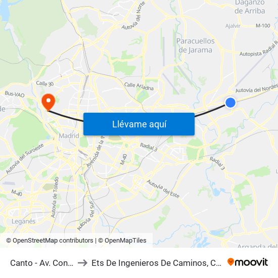 Canto - Av. Constitución to Ets De Ingenieros De Caminos, Canales Y Puertos map