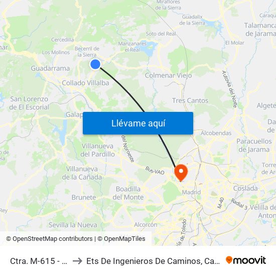 Ctra. M-615 - Colegio to Ets De Ingenieros De Caminos, Canales Y Puertos map