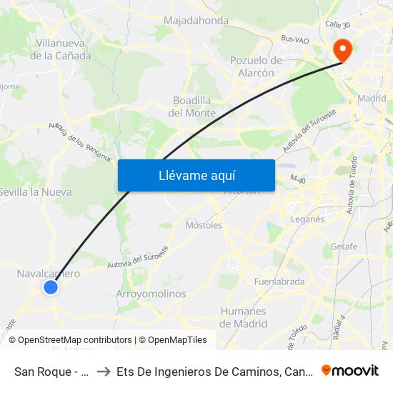San Roque - Galileo to Ets De Ingenieros De Caminos, Canales Y Puertos map