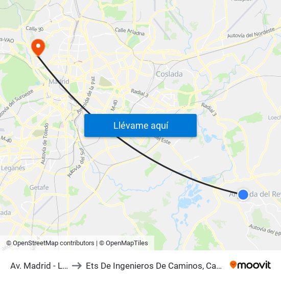 Av. Madrid - La Perla to Ets De Ingenieros De Caminos, Canales Y Puertos map