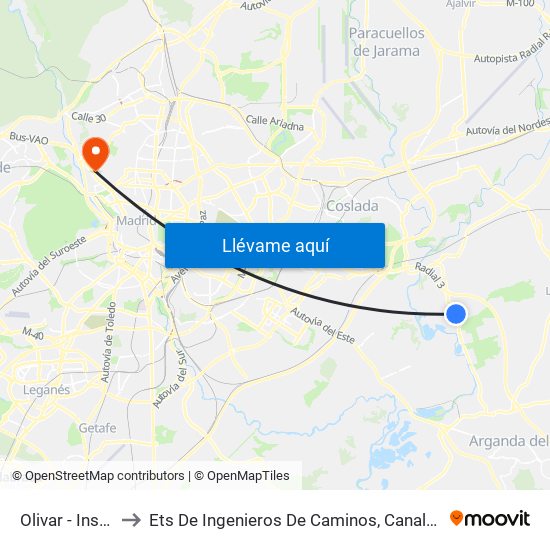 Olivar - Instituto to Ets De Ingenieros De Caminos, Canales Y Puertos map