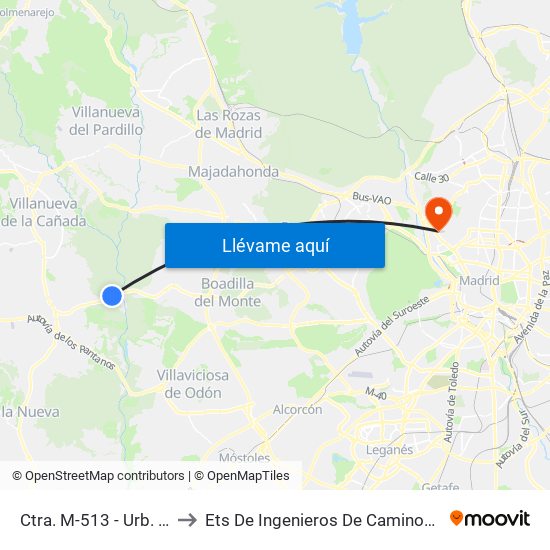 Ctra. M-513 - Urb. Guadamonte to Ets De Ingenieros De Caminos, Canales Y Puertos map