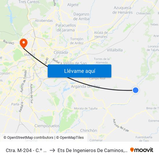 Ctra. M-204 - C.º Bellaescusa to Ets De Ingenieros De Caminos, Canales Y Puertos map