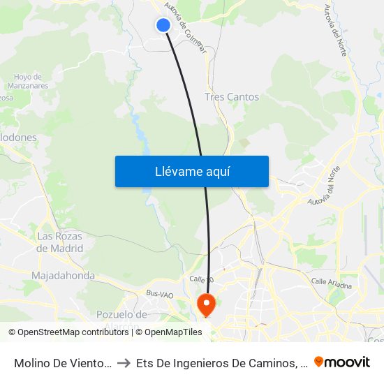 Molino De Viento - Auditorio to Ets De Ingenieros De Caminos, Canales Y Puertos map