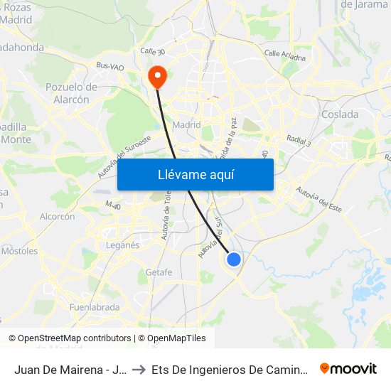 Juan De Mairena - José Echegaray to Ets De Ingenieros De Caminos, Canales Y Puertos map