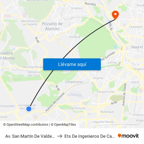Av. San Martín De Valdeiglesias - Autocaravanas to Ets De Ingenieros De Caminos, Canales Y Puertos map
