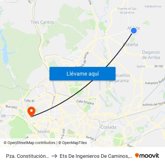 Pza. Constitución - Biblioteca to Ets De Ingenieros De Caminos, Canales Y Puertos map