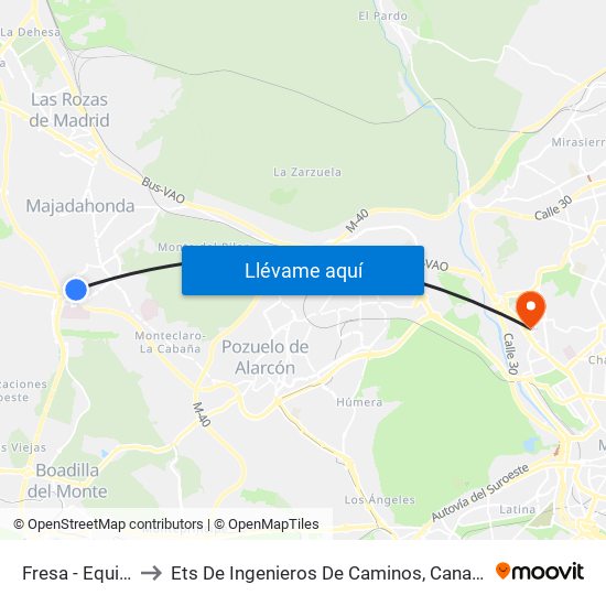Fresa - Equinocio to Ets De Ingenieros De Caminos, Canales Y Puertos map