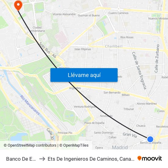 Banco De España to Ets De Ingenieros De Caminos, Canales Y Puertos map