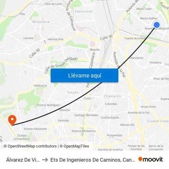 Álvarez De Villaamil to Ets De Ingenieros De Caminos, Canales Y Puertos map