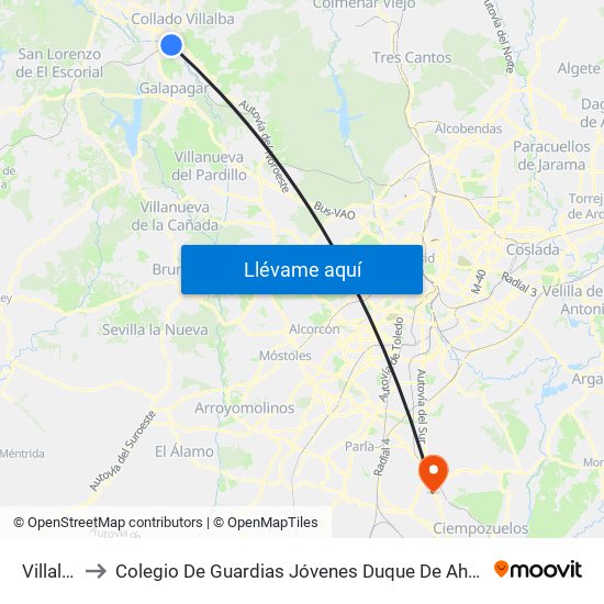 Villalba to Colegio De Guardias Jóvenes Duque De Ahumada map