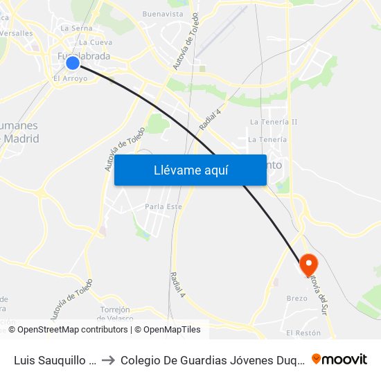 Luis Sauquillo - Grecia to Colegio De Guardias Jóvenes Duque De Ahumada map