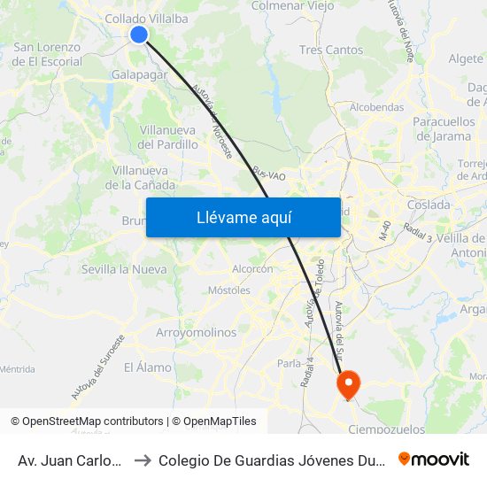 Av. Juan Carlos I - Zoco to Colegio De Guardias Jóvenes Duque De Ahumada map