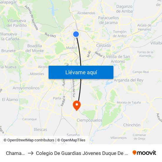 Chamartín to Colegio De Guardias Jóvenes Duque De Ahumada map