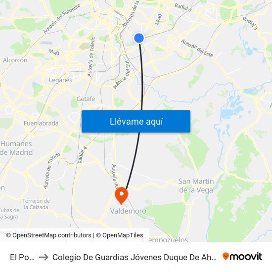 El Pozo to Colegio De Guardias Jóvenes Duque De Ahumada map